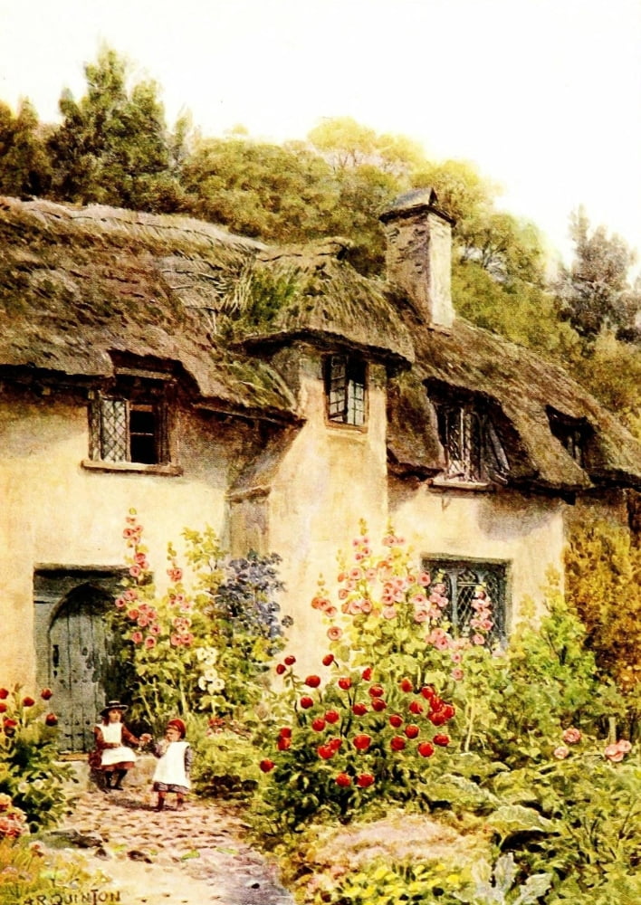 Cottages & Village Life 1912 Cottage garden Selworthy Somerset Canvas Art - Alfred Quinton (18 x 24)
