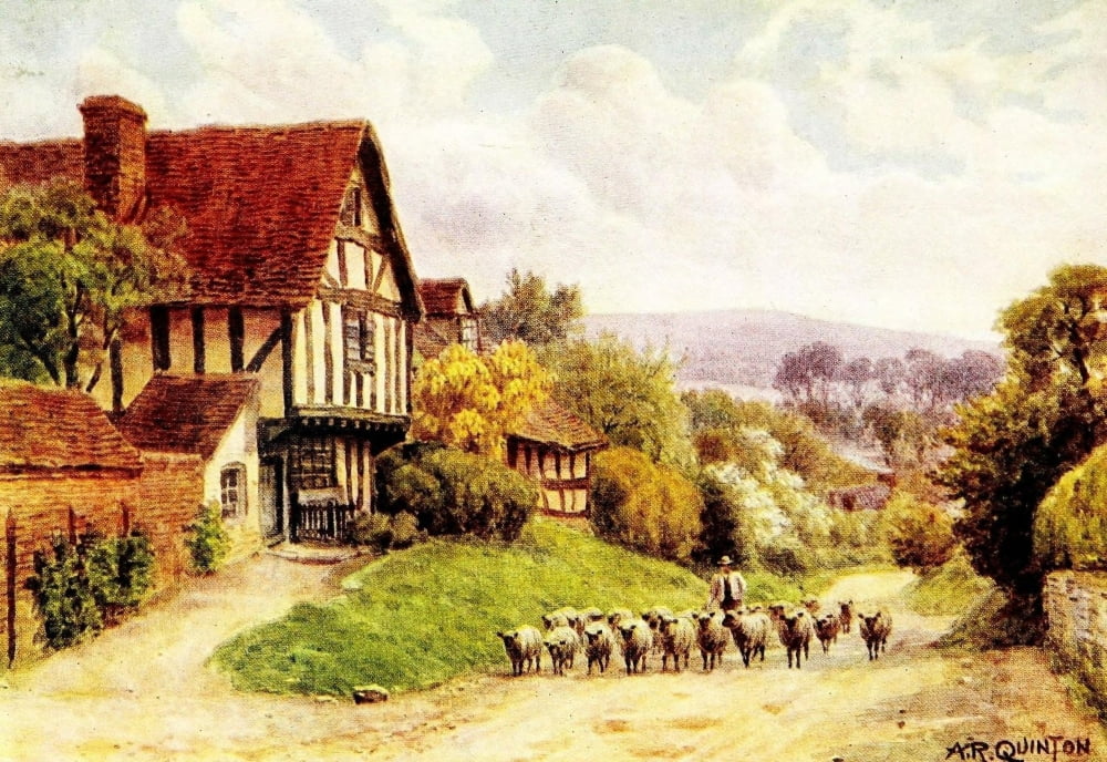 Cottages & Village Life 1912 Cropthorne Nr Evesham Canvas Art - Alfred Quinton (18 x 24)