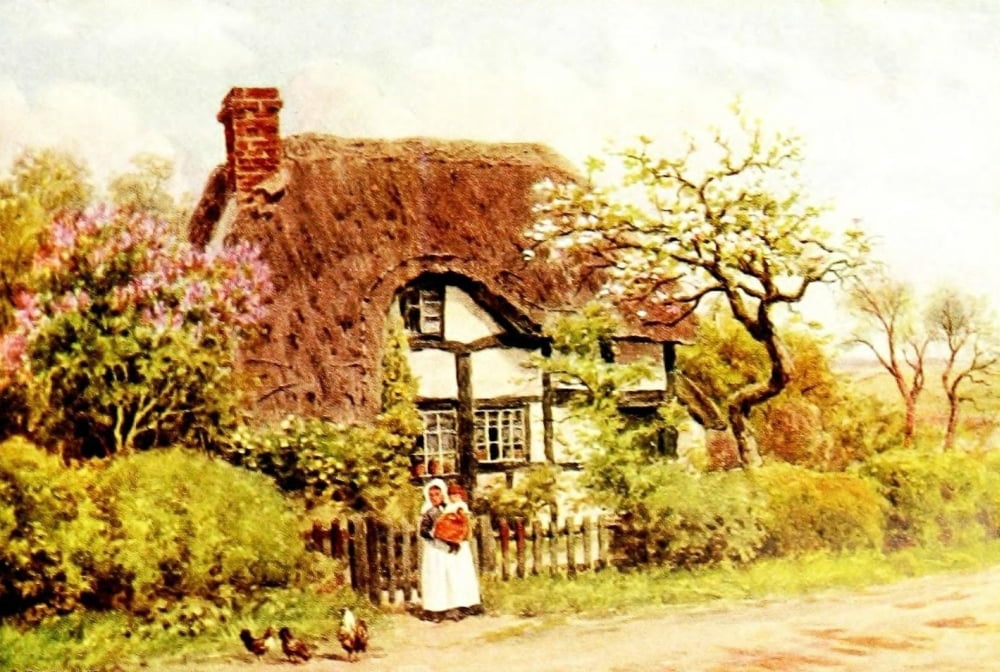 Cottages & Village Life 1912 Harvington Worcester Canvas Art - Alfred Quinton (24 x 36)