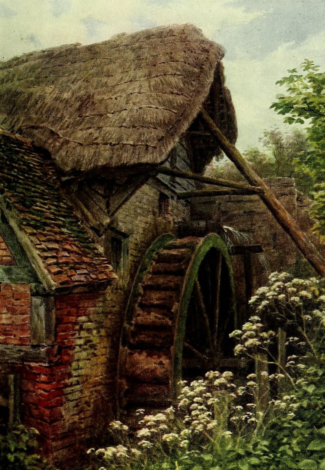 Cottages & Village Life 1912 Mill wheel Elmley Castle Canvas Art - Alfred Quinton (24 x 36)