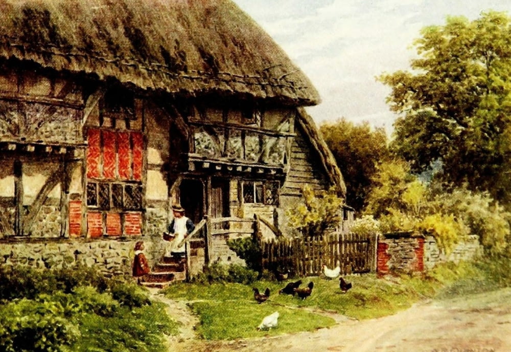 Cottages & Village Life 1912 Old Cottage Bignor Sussex Canvas Art - Alfred Quinton (24 x 36)