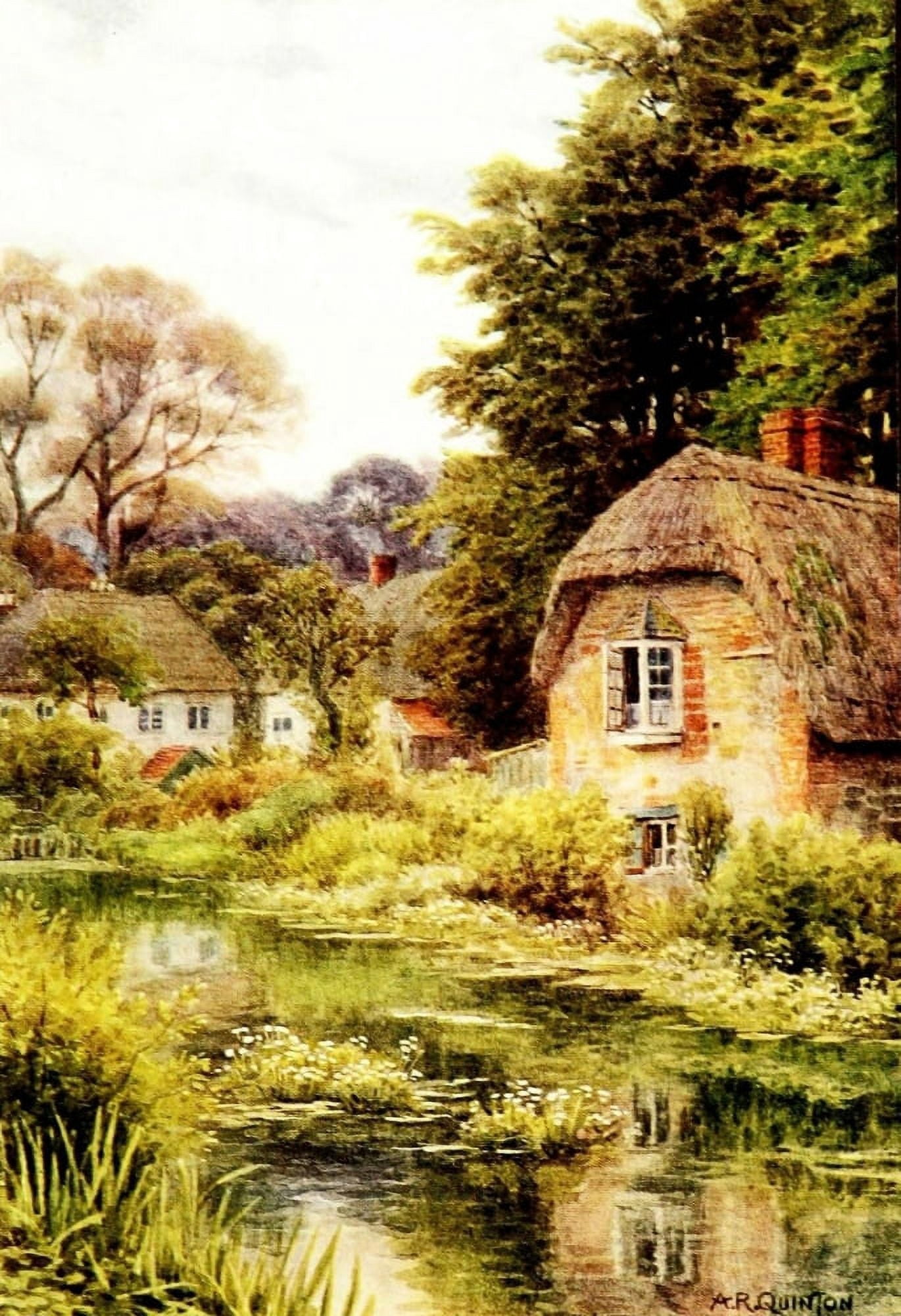Cottages & Village Life 1912 On the Avon at Lake nr Salisbury Canvas Art - Alfred Quinton (24 x 36)