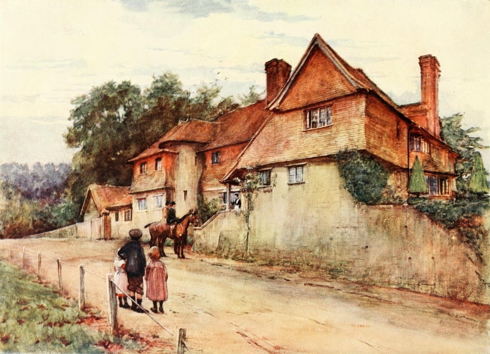 Cottages & Village Life of Rural England 1912 Surrey cottage Canvas Art - Alfred Quinton (18 x 24)