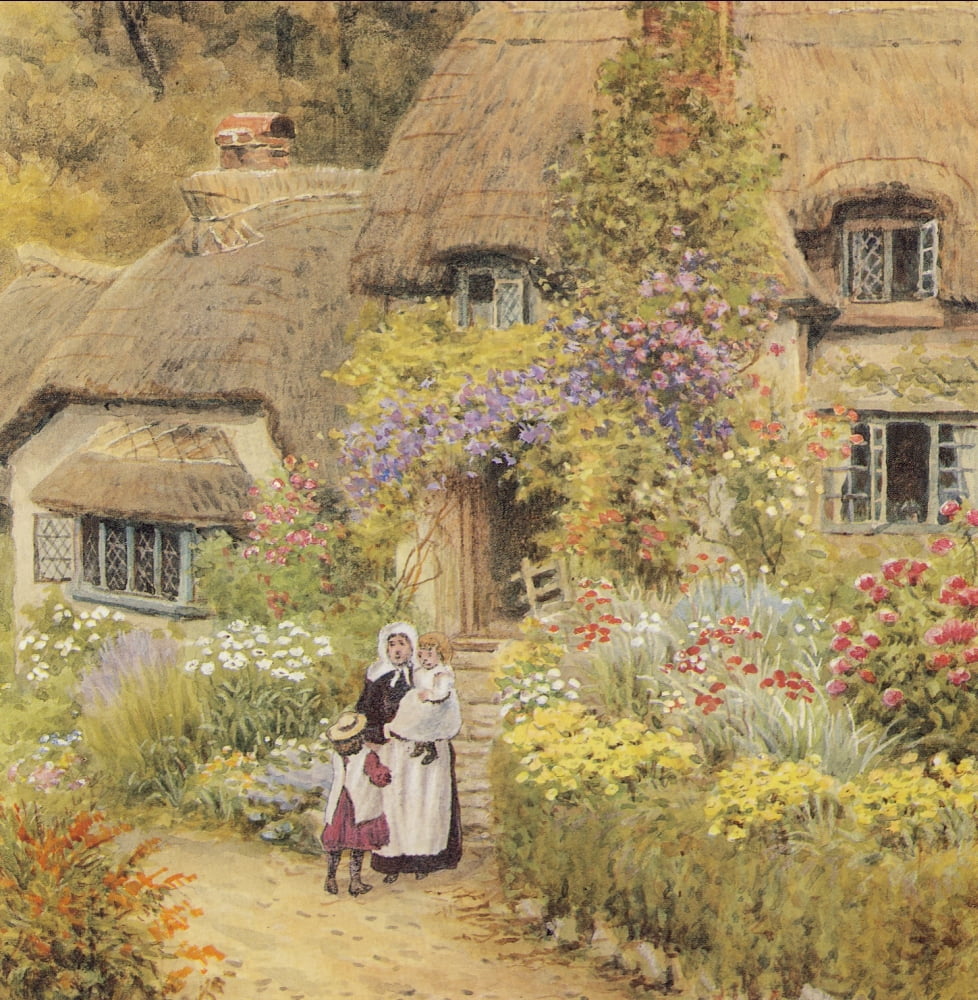 Cottages at Selworthy Somerset Canvas Art - Alfred Quinton (18 x 24)