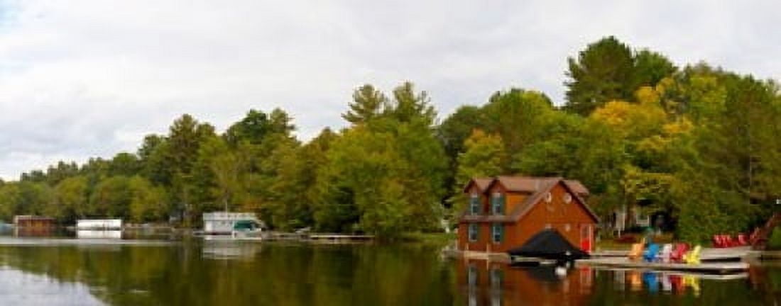 Cottages at the lakeside Lake Muskoka Ontario Canada Canvas Art - Panoramic Images (15 x 6)