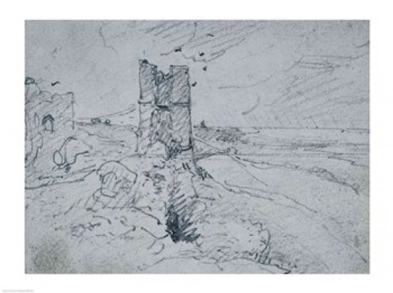 Cottages on a High Bank 1834 Canvas Art - John Constable (24 x 18)