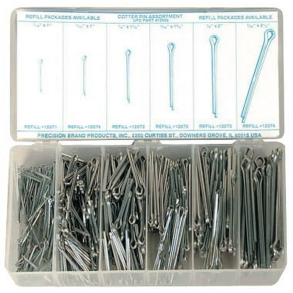 Cotter Pin Assortments, Steel, 600 per set