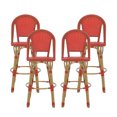 thumbnail image 1 of Cotterell Outdoor French Wicker and Aluminum 29.5 Inch Barstools, Set of 4, Red and Bamboo Finish, 1 of 8