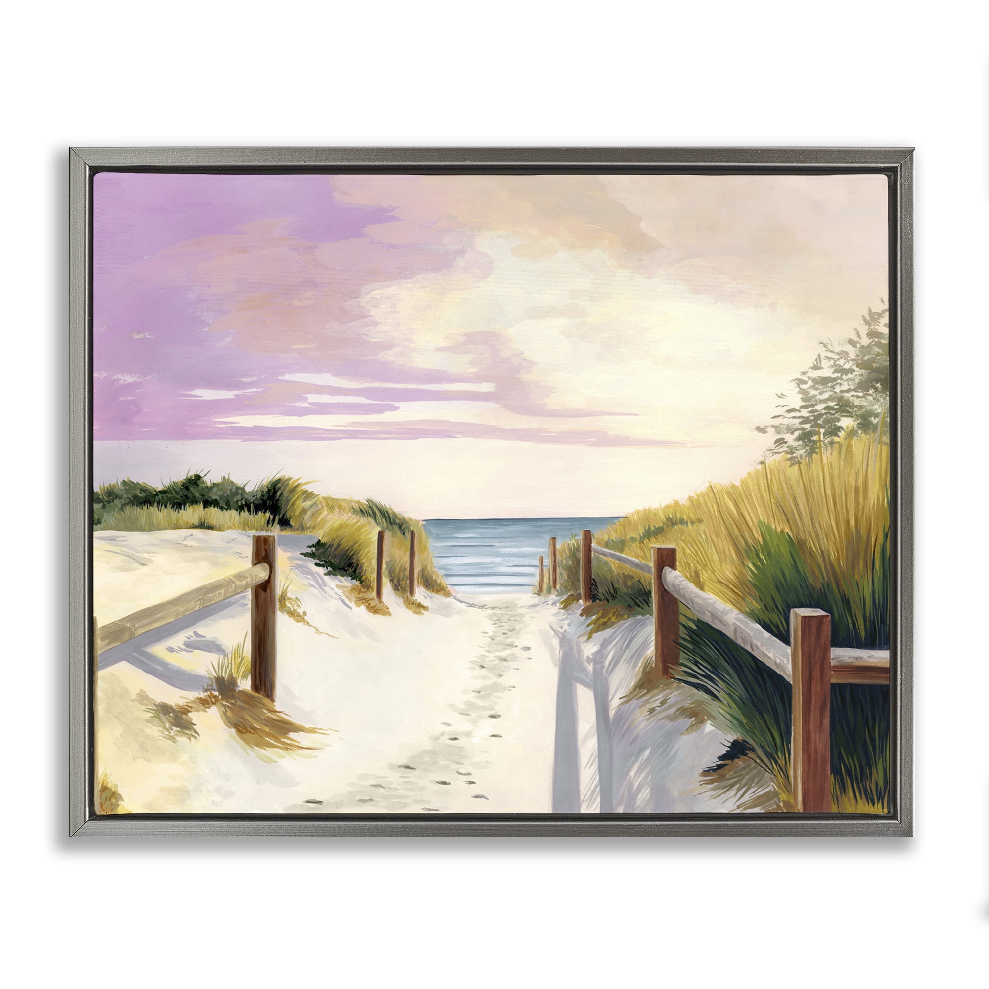 Cottesloe Beach Pathway Gray Framed Floater Canvas Wall Art, design by Courtney Haley