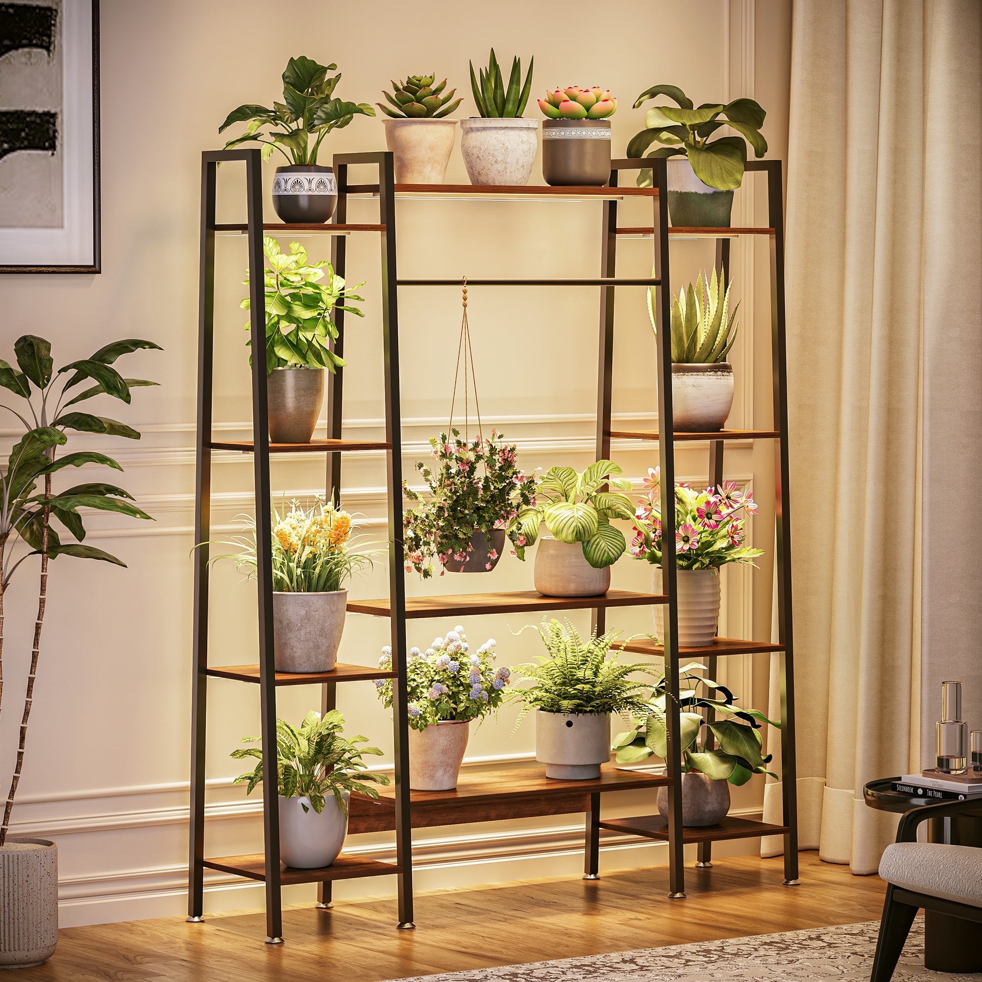 Lighted Plant Stands and Multi-Tiered Indoor Outdoor Plants Displays
