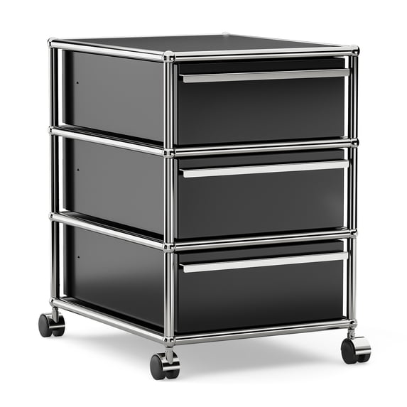 Cottinch 3 Drawers Accent Cabinet Metal Storage Cabinets with 4 Wheels,Rolling Cabinet Organizer for Home Office,Black