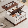 thumbnail image 1 of Cottinch 31.5" Farmhouse Lift Top Coffee Table with Large Hidden Storage Compartments, Wood Square Center Table with Rivet Barn Door for Living Room, 1 of 11