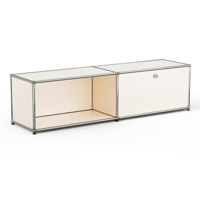 Cottinch Floorstanding Accent Cabinet,Metal Storage Cabinets with Door,Open Cube Storage Organizer for Living Room Bedroom,White