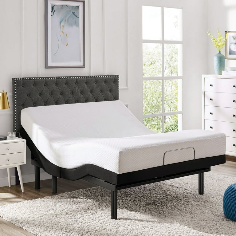Cottinch Full Adjustable Bed Base Frame with 3 Speed Massage Adjustable Bed Base Dual Motor Bed Frame 2 USB Ports Head and Foot Incline with Wireless