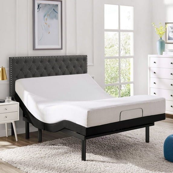 Cottinch Full Adjustable Bed Base Frame with 3-Speed Massage, Adjustable Bed Base Dual Motor Bed Frame 2 USB Ports Head and Foot Incline with Wireless Remote Control