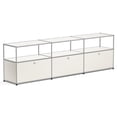 thumbnail image 1 of Cottinch Modern Metal TV Stand, 3‑Compartment Low Media Console Credenza with Flip Doors for Living Room, Bedroom, Office, White, 1 of 9