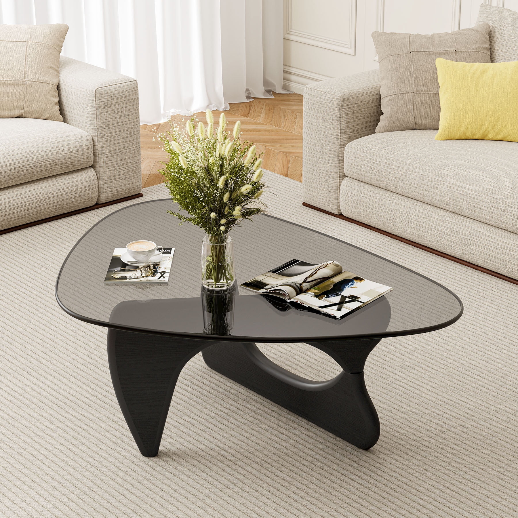Cottinch Glass Coffee Table for Living Room, Morden Coffee Table with ...