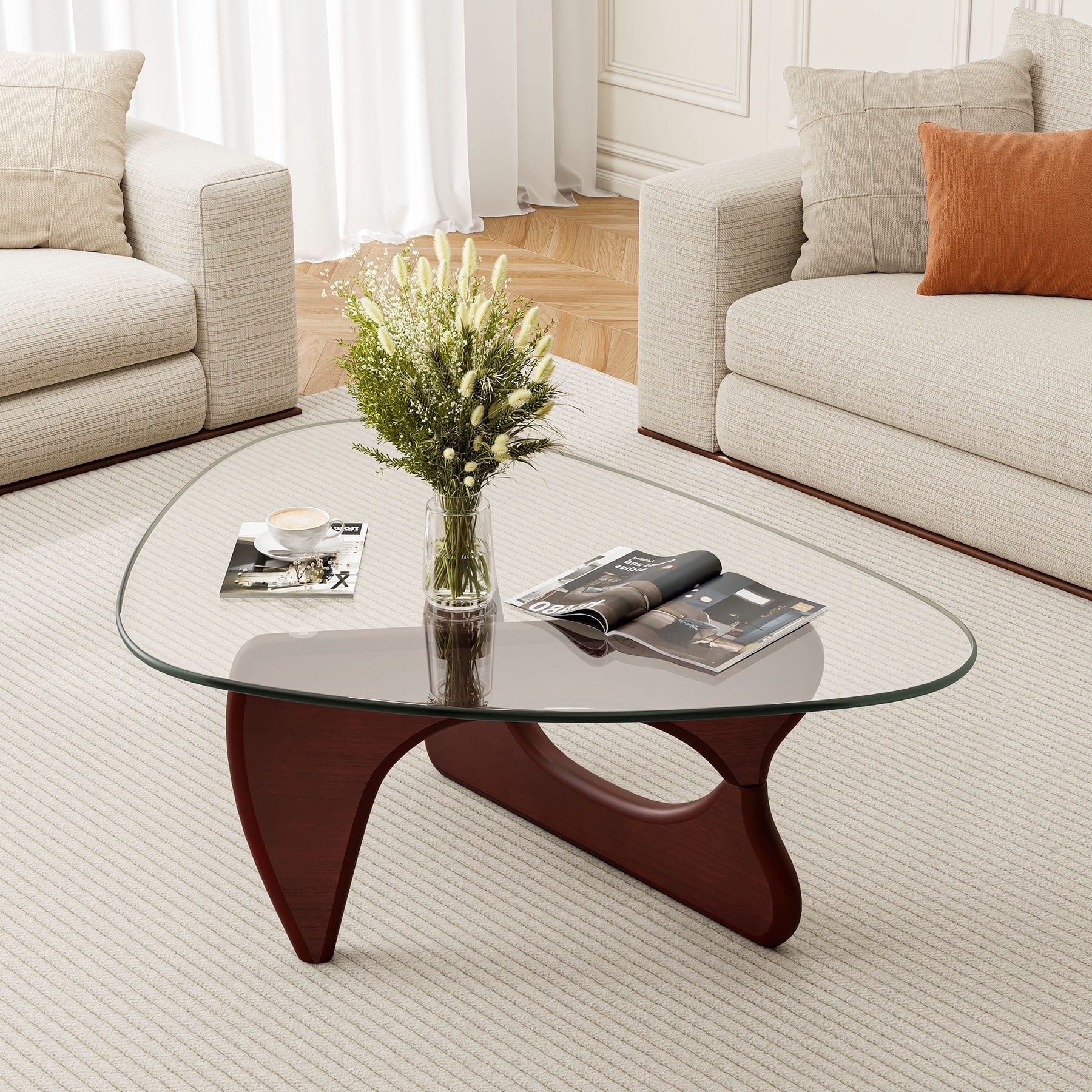 Cottinch Glass Coffee Table for Living Room, Morden Coffee Table with ...