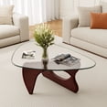 thumbnail image 1 of Cottinch Glass Coffee Table for Living Room, Morden Coffee Table with Glass Top and Wood Base 35" x 24.8" x16.1", Dark Walnut, 1 of 10
