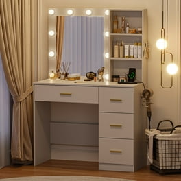Vanity desk with mirror and lights walmart sale