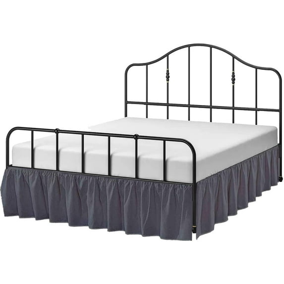 Cottington Lane Ruffled Bed Skirt- Microfiber- Dark Grey, Full 16 Inch Drop Split Corner Bed Skirt With Platform