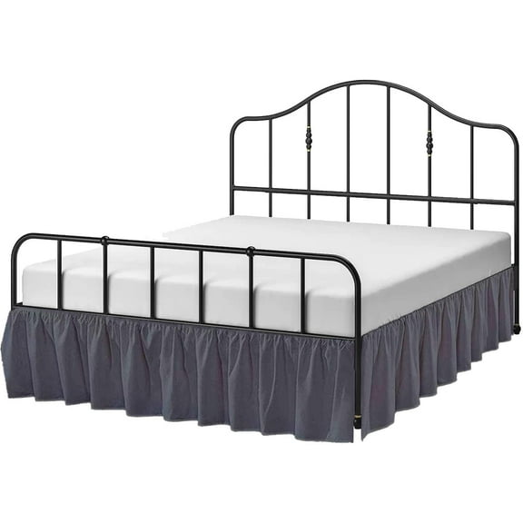 Cottington Lane Ruffled Bed Skirt- Microfiber- Dark Grey, King 18 Inch Drop Split Corner Bed Skirt With Platform