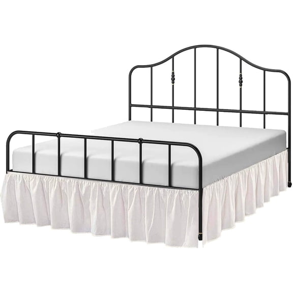 Cottington Lane Ruffled Bed Skirt- Microfiber- Ivory, King 15 Inch Drop Split Corner Bed Skirt With Platform