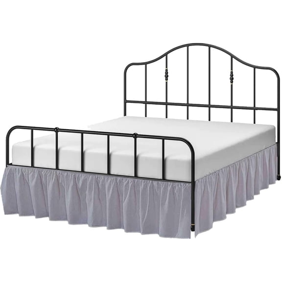 Cottington Lane Ruffled Bed Skirt- Microfiber- Silver Grey, Full 16 Inch Drop Split Corner Bed Skirt With Platform