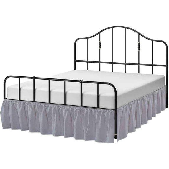 Cottington Lane Ruffled Bed Skirt- Microfiber- Silver Grey, Full 16 Inch Drop Split Corner Bed Skirt With Platform