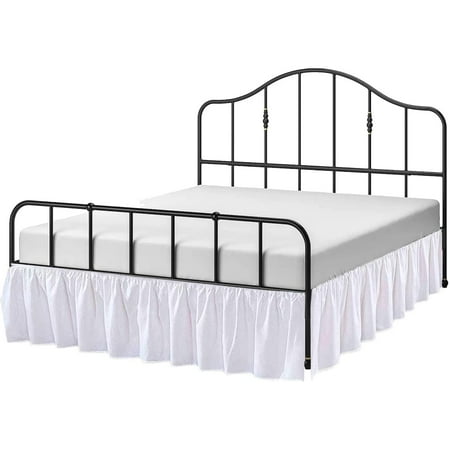 Cottington Lane Ruffled Bed Skirt- Microfiber- White, Queen 16 Inch Drop Split Corner Bed Skirt With Platform
