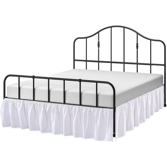 Cottington Lane Ruffled Bed Skirt- Microfiber- White, Queen 16 Inch Drop Split Corner Bed Skirt With Platform