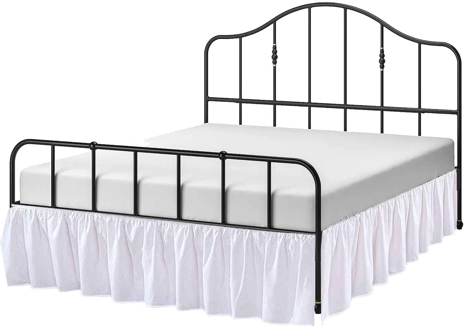 Cottington Lane Ruffled Bed Skirt- Microfiber- White, Queen 18 Inch Drop Split Corner Bed Skirt With Platform