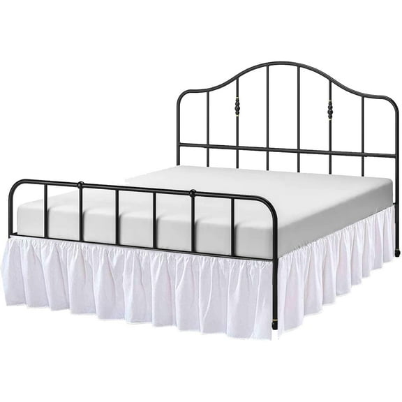 Cottington Lane Ruffled Bed Skirt- Microfiber- White, Queen 18 Inch Drop Split Corner Bed Skirt With Platform