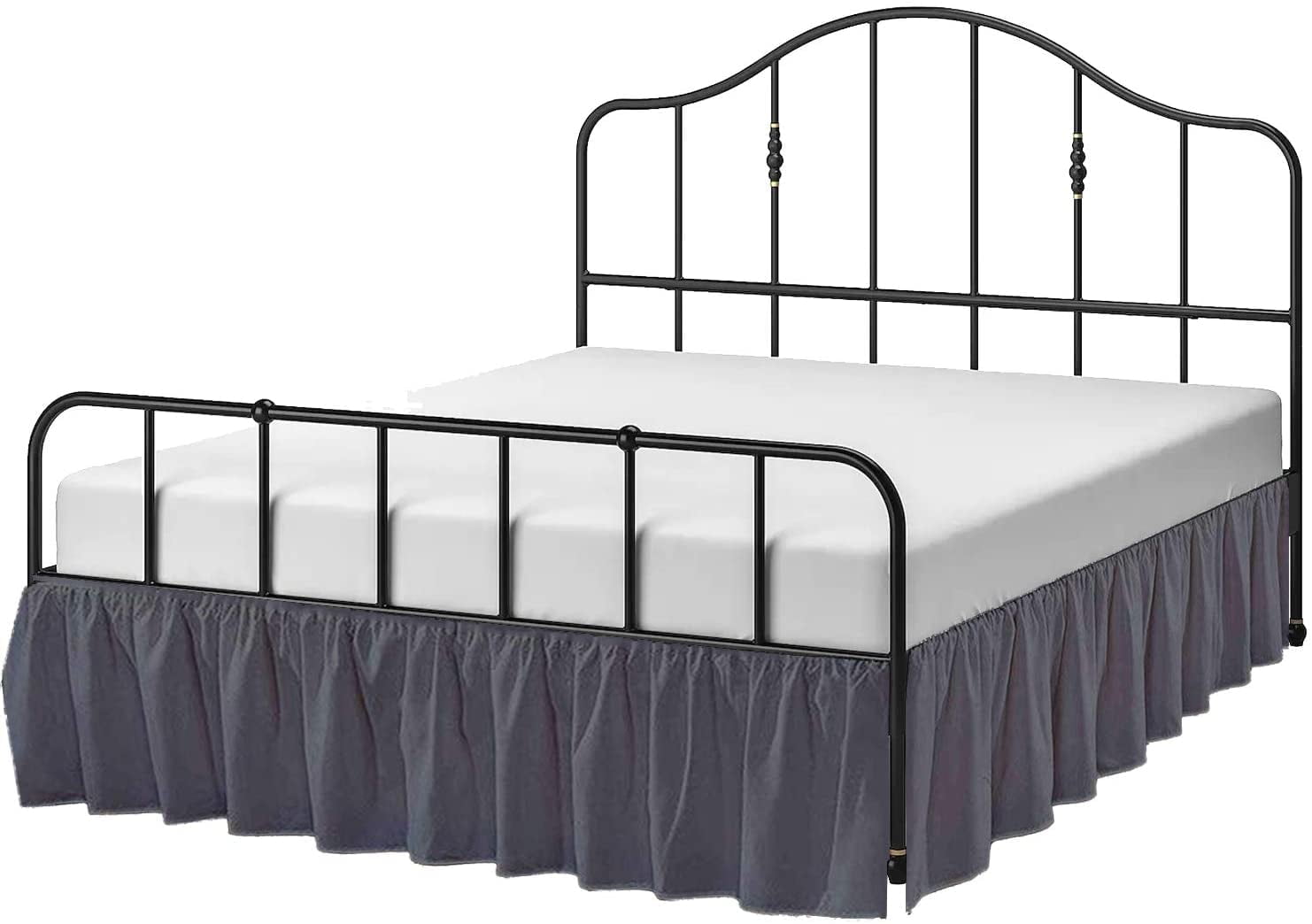 Cottington Lane Ruffled Bed Skirt Microfiber Dark Grey, Queen 15 Inch