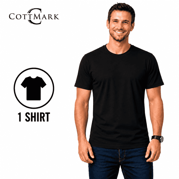 Cottmark Men’s Crew Neck Classic Soft T-Shirt, Black, Size 4XL, 1-Pack