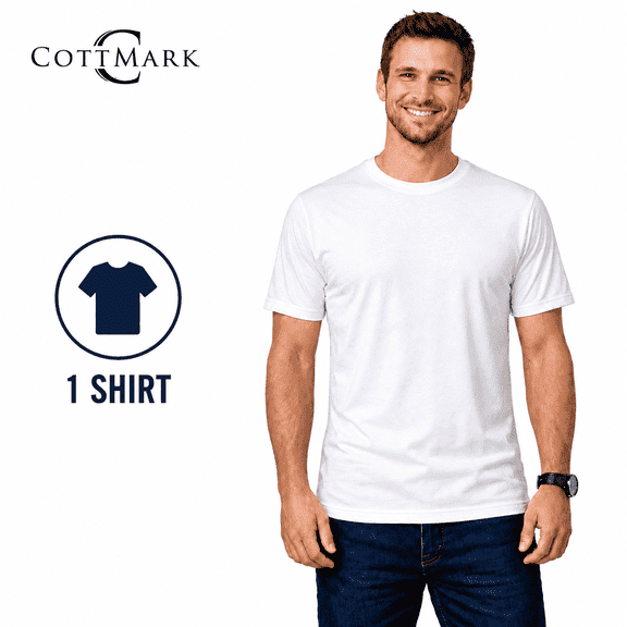 Cottmark Men’s Crew Neck Classic Soft T-Shirt, White, Size M, 1-Pack