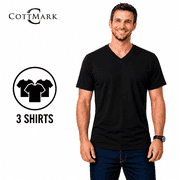 Cottmark Men s V-Neck Classic Soft T-Shirt, Black, Size XL, 3-Pack