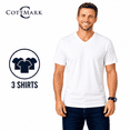 thumbnail image 1 of Cottmark Men’s V-Neck Classic Soft T-Shirt, White, Size 2XL, 3-Pack, 1 of 10