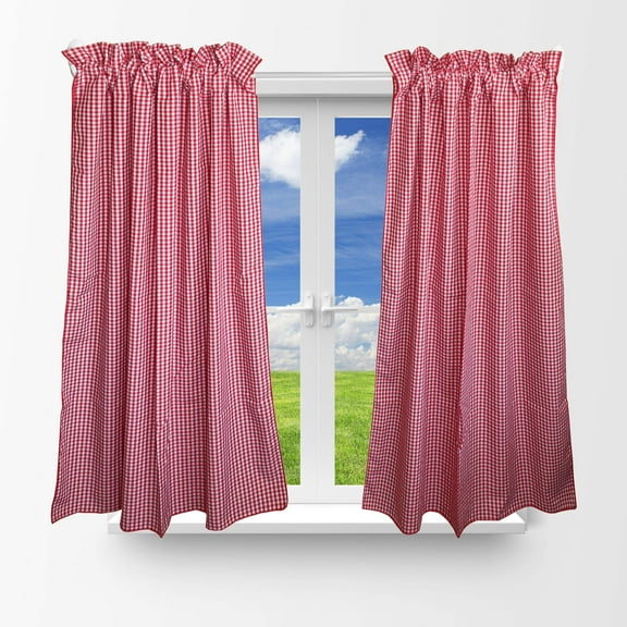 Cotton 1/8th Inch Small Gingham Checkered Curtain Red 58 Inch Wide