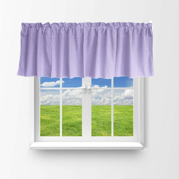 Cotton 1/8th Inch Small Gingham Checkered Window Valance 58" Wide Lavender