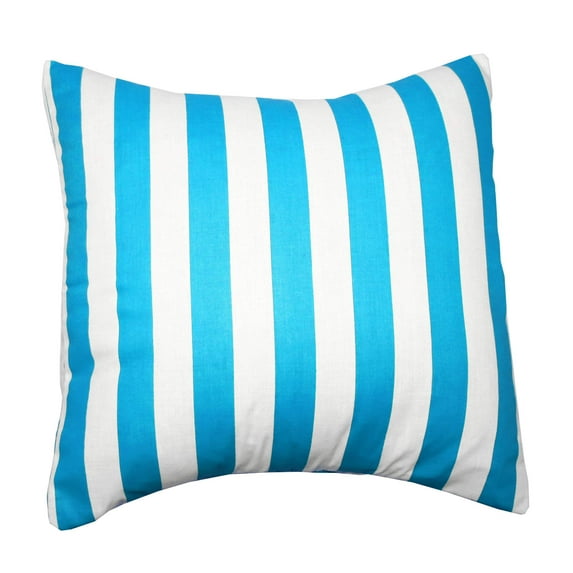 Cotton 1 Inch Stripe Decorative Throw Pillow/Sham Cushion Cover Turquoise and White