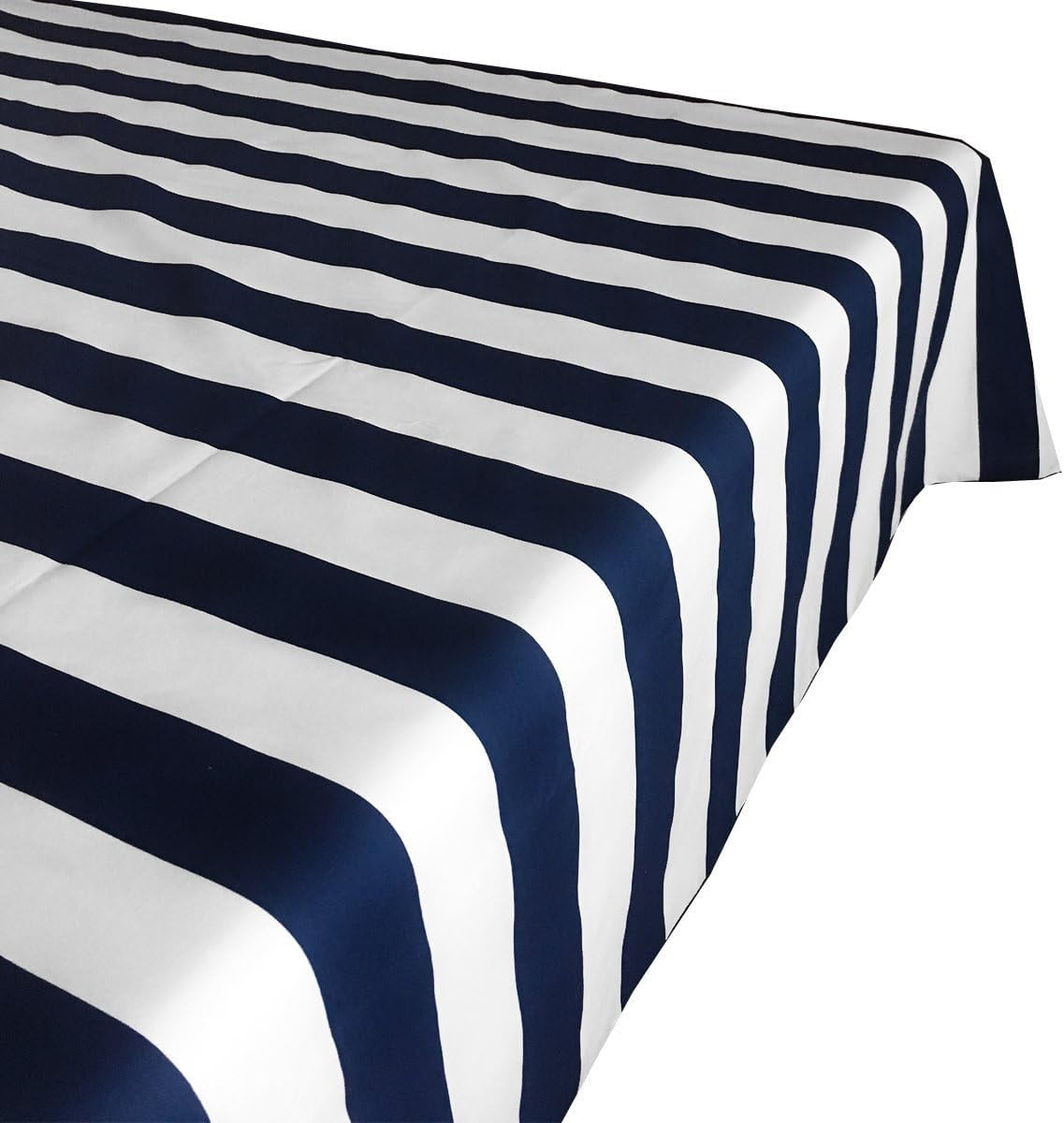 Cotton 2 Inch Navy Blue & White Stripes Tablecloth For Wedding/Bridal ...