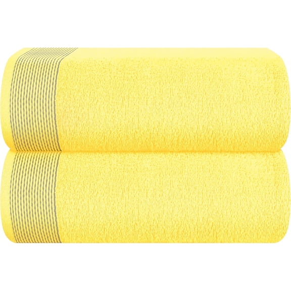 Cotton 2 Pack Oversized Bath Sheet 35 x 70, Large Bath Sheet, Ultra Absorbent, Compact, Eco-Friendly and 100% Recyclable, Quick Drying and Lightweight Towel - Lime Yellow