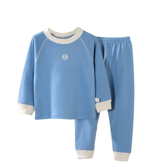 Cotton 2 Piece Sets for Boys Girls Loungewear Sleepwear Long Sleeve Tops and Pjs Bottoms Pants Home Outfits (9-12 Months, Blue)