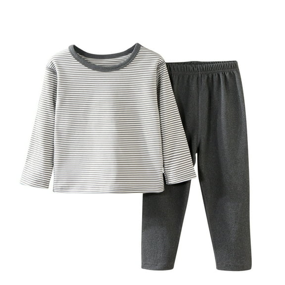 Cotton 2 Piece Sets for Boys Girls Loungewear Sleepwear Long Sleeve Tops and Pjs Bottoms Pants Home Outfits (9-12 Months, Gray 01)