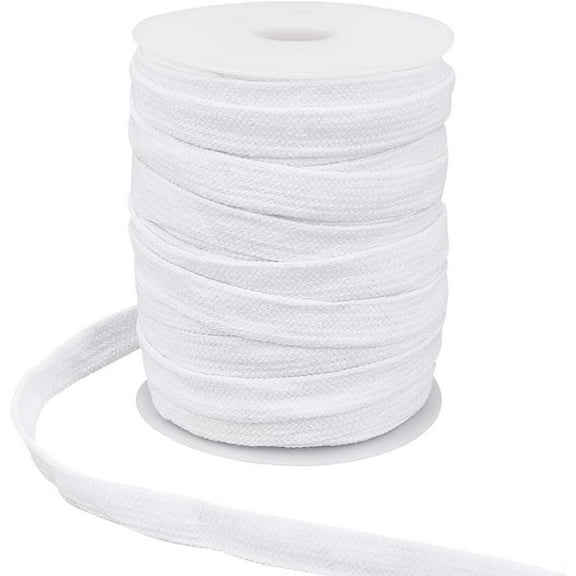 Cotton 27 Yards White Flat Replacement Cotton Cords 5/8 inch Wide Hollow Soft Drawstring Draw Cord with Plastic Empty Spool for Garment Accessories Cotton