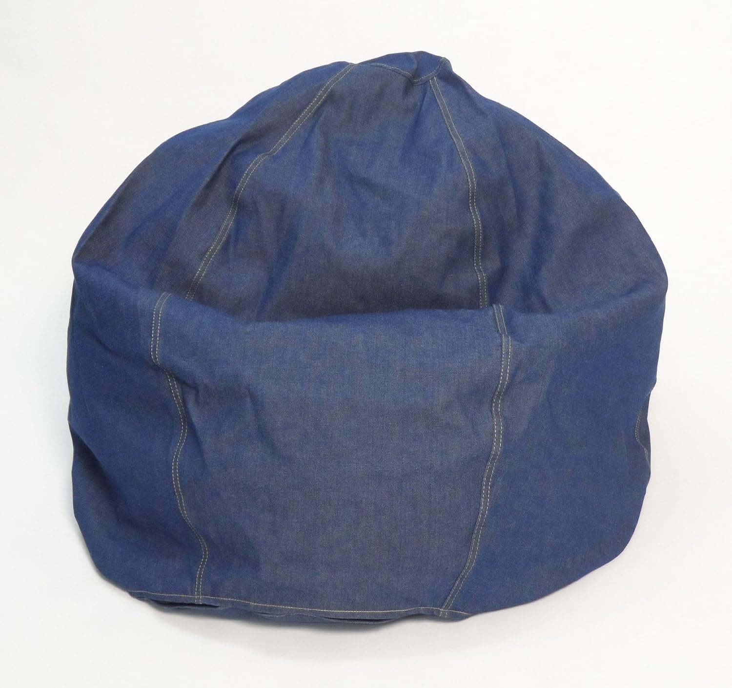 Cotton 31x33x20" Small Bean Bag Chair - w/Polystyrene Beads and CertiPUR Foam Filled Bean Bag for Adults, Teens and Kids - Denim