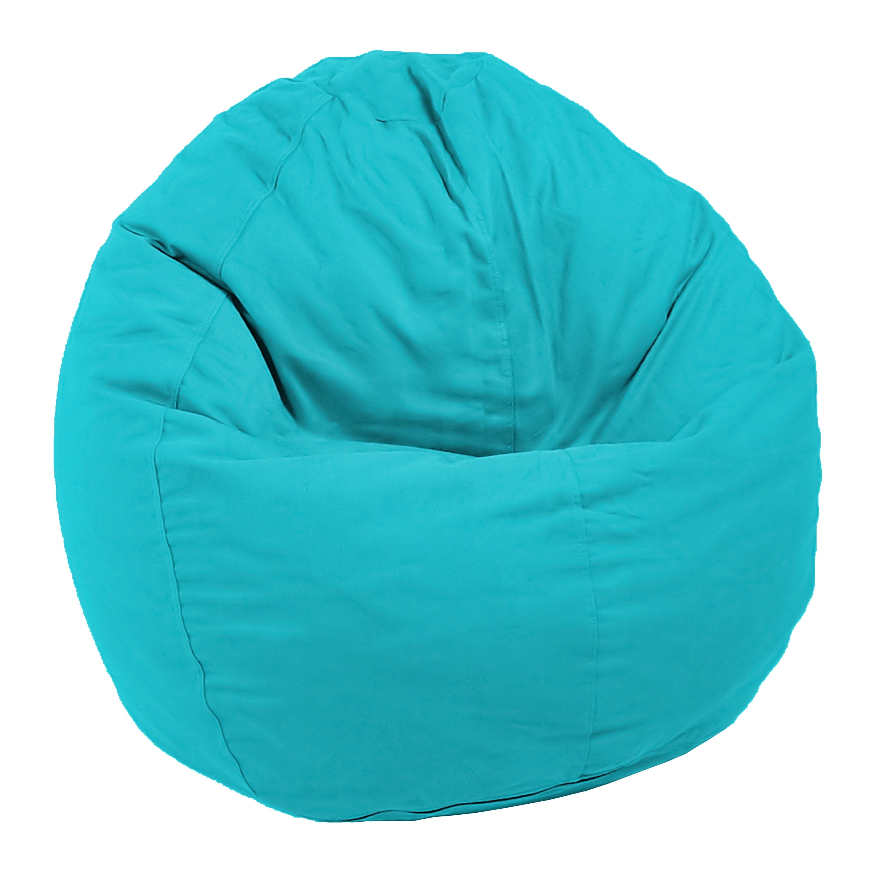 Cotton 31x33x20" Small Bean Bag Chair - w/Polystyrene Beads and CertiPUR Foam Filled Bean Bag for Teens and Kids - Aqua