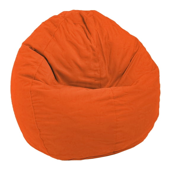 Cotton 31x33x20" Small Bean Bag Chair - w/Polystyrene Beads and CertiPUR Foam Filled Bean Bag for Teens and Kids - Orange