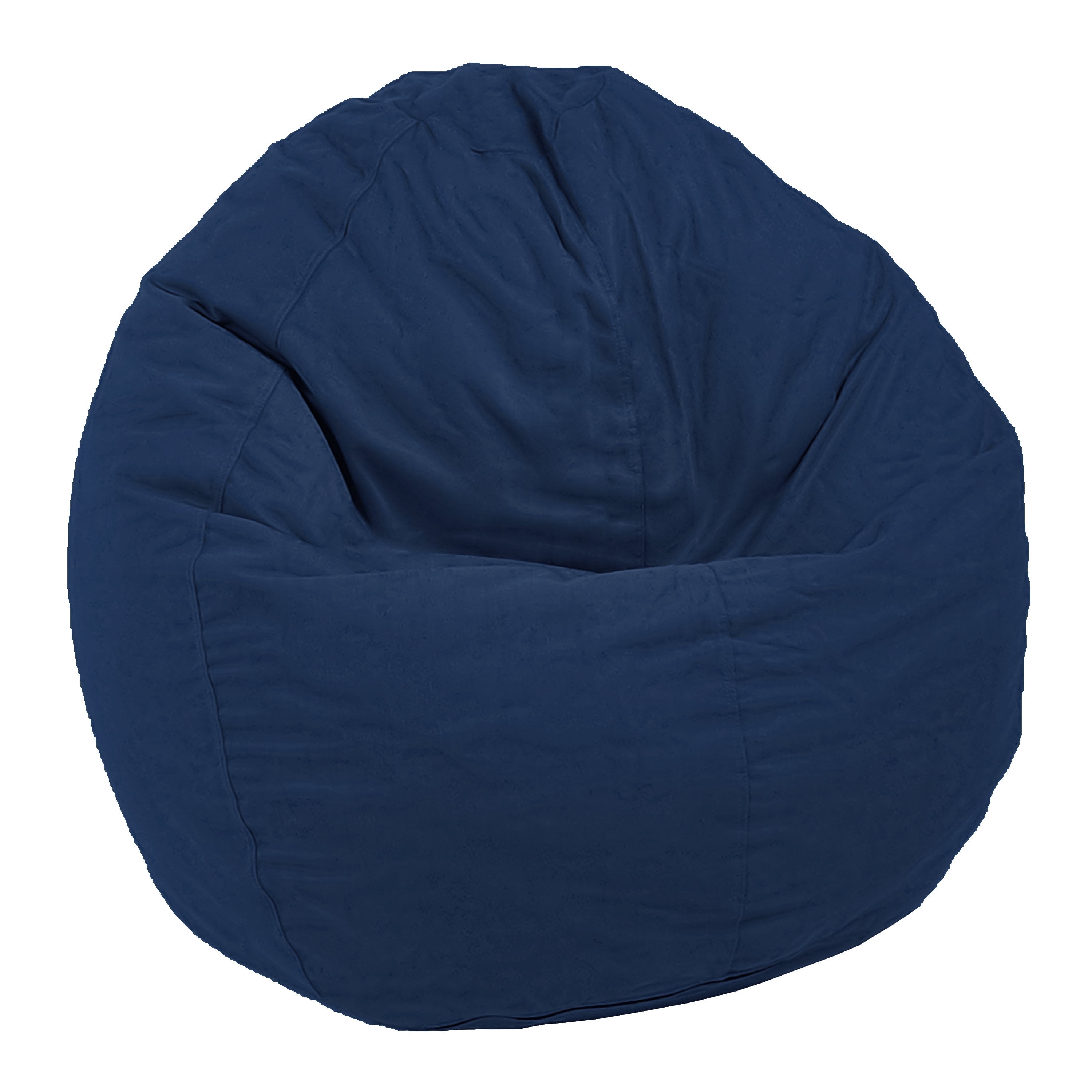 Cotton 36x36x40" Large Bean Bag Chair - w/Polystyrene Beads and CertiPUR Foam Filled Bean Bag for Adults, Teens and Kids - Navy